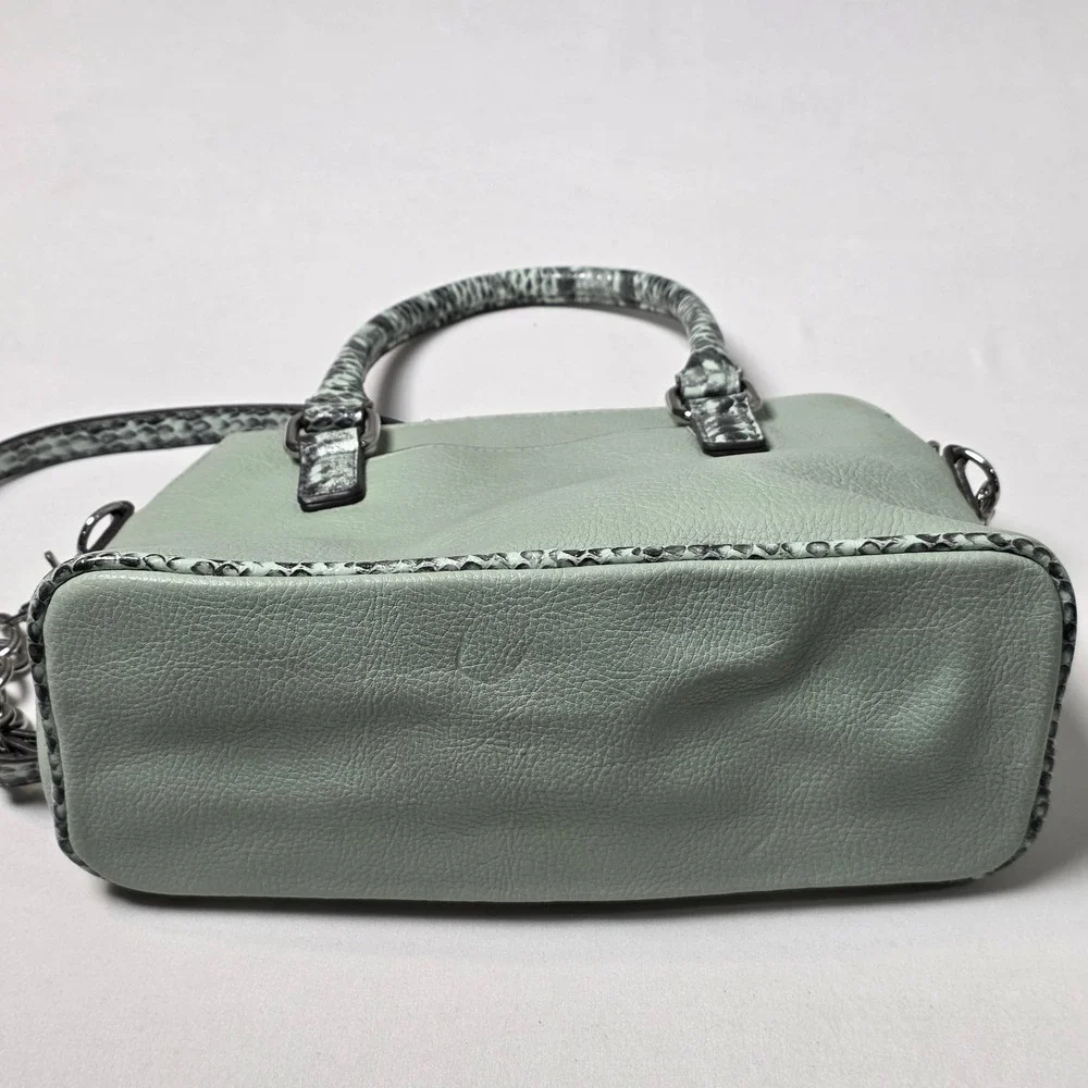 Liz Claiborne Mini Satchel Dome‎ Crossbody Bag Medium Mint Green Snakeskin Trim